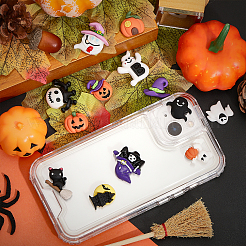 ハロウィン不透明樹脂カボション28個、14スタイル  アクリル両面接着剤ポイントドット50個付き。  カボチャとゴーストとスカル  混合図形  ミックスカラー  18.5~27x15.5~30x5~8mm  2個/スタイル&nbsp;RESI-CA0001-60