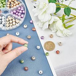 スプレープリントアクリルビーズ  マットなスタイル  ラウンド  ミックスカラー  8mm  穴：2mm  約120個/箱&nbsp;ACRP-PH0001-03-WH