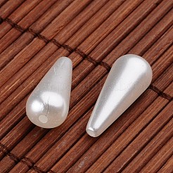 ティアドロップアクリルイミテーションパールビーズ  ホワイト  19x8mm  穴：1mm&nbsp;X-OACR-O002-2777