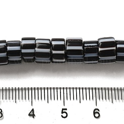 手作りのネパールランプワークビーズ  ストライプの列  ブラック  7x4mm  穴：2mm  約103~134個/連  25.59~26.38''（65~67センチメートル）&nbsp;LAMP-B023-07B-15