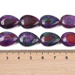 ツートンの天然白翡翠ビーズ連売り  染め  フラットティアドロップ  スレートブルー  18x13x5~6mm  穴：1.2mm  約20~22個/連  15.35''~15.55''（39~39.5センチメートル）&nbsp;G-Z105-B01-01F