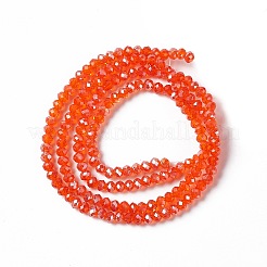 電気メッキガラスビーズセット  ABカラーメッキ  ファセットロンデル  レッドオレンジ  2.9~3.3x2mm  穴：0.5mm  約135~140個/連  32~34cm&nbsp;EGLA-R048-2mm-21