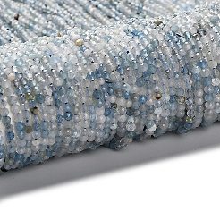 天然石アクアマリンビーズ連売り  多面カットラウンド  2mm  穴：0.5mm  約175~233個/連  15.16''~15.35''（38.5~39センチメートル）&nbsp;LS-G-RM2025-A17-2mm