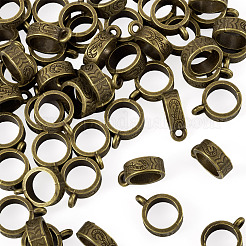 50 個のチベットスタイル合金チューブベイル  ラウンド  アンティークブロンズ  12.5x9.5x4mm  穴：1.5mm  内径：7.4mm&nbsp;TIBE-TAD0001-01AB