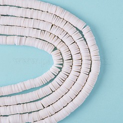 手作り樹脂粘土ビーズ連売り  ジュエリー工芸用品のDIY用  ヒシビーズ  ディスク/フラットラウンド  ベージュ  6x0.5~1mm  穴：1.8mm  約290~320個/連  15.75インチ〜16.14インチ（40~41cm）&nbsp;CLAY-R089-6mm-Q030