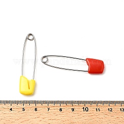 ステンレス鋼の安全ピン  ABSプラスチックヘッド付き  ミックスカラー  53x13x5.5mm&nbsp;TOOL-C012-25B-P