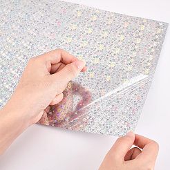 A4 防水 pvc 自己接着レーザー ステッカー  星の模様  diyカードクラフト紙用  長方形  銀  30x21cm&nbsp;AJEW-WH0152-64