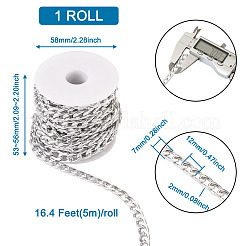 アルミ製ツイストチェーンカーブチェーン  溶接されていない  オーバル  プラチナ  12x7x2mm  5 m /ロール&nbsp;CHA-YS0001-02