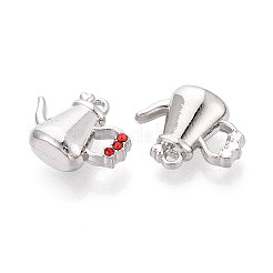 ラックメッキ合金ラインストーンペンダント  ティーポットチャーム  プラチナ  ミックスカラー  15.5x20x8mm  穴：1.5~1.6mm&nbsp;PALLOY-N181-22P