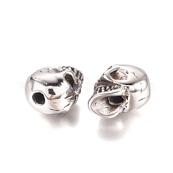 ハロウィン 304 ステンレス ビーズ  スカルヘッド  アンティークシルバー  12.5x10.5x15mm  穴：2.8mm&nbsp;STAS-M274-061AS