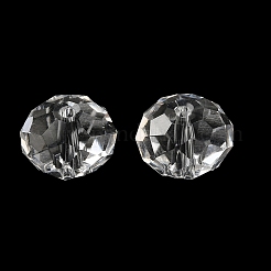 K9ガラス模造オーストリアクリスタルビーズ  多面カット  ロンデル  透明  10x8mm  穴：1.2~1.5mm&nbsp;GLAA-D015-01B-02