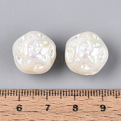 UVメッキ不透明アクリルビーズ  虹色の  ロンデル  乳白色  15.5x15.5x14.5mm  穴：2.2mm&nbsp;SACR-T020-04