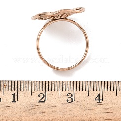 調節可能な304ステンレススチールカフリング  花  イオンプレーティング（ip）  ローズゴールド  20x19mm  内径：17mm&nbsp;RJEW-Z121-01RG-02