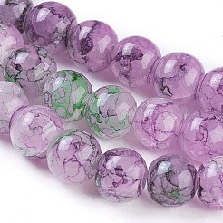 スプレープリントガラスビーズ連売り  ラウンド  カラフル  8~8.5mm  穴：1.5mm  約100個/連  31.1インチ（79cm）&nbsp;GLAA-A038-C-52