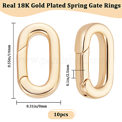 真鍮スプリングゲートリング10個  オーバル  18KGP本金メッキ  14x8x2.5mm&nbsp;KK-BBC0015-57G-01