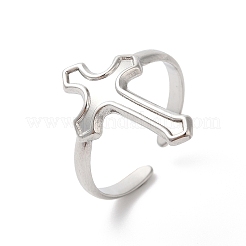 変色しない304ステンレススチール製クロスオープンカフリング（女性用）  ステンレス鋼色  内径：18mm&nbsp;RJEW-K245-32P