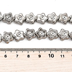 電気メッキガラスビーズセット  スター  フルメッキ  プラチナメッキ  11x11x5.5mm  穴：0.8mm  約44個/連  17.56''（44.6センチメートル）&nbsp;EGLA-V001-02I