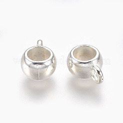 チベットスタイルの合金チューブベイル  ループベイル  鉛フリー及びカドミウムフリー  ロンデル  銀  8x5mm  穴：2mm  5mm内径&nbsp;LS-TIBEP-LFH251Y-S-LF
