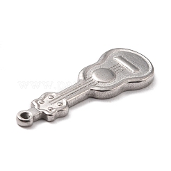 304ステンレススチールペンダントカボションエナメル  ギター  ステンレス鋼色  27x10x2mm  穴：1.2mm&nbsp;STAS-B024-55P