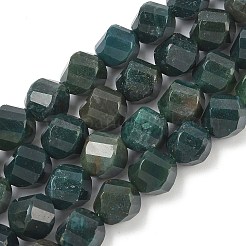 天然石モスアゲートビーズ連売り  多面カット  ツイスト  10~10.5x9.5~10.5x9.5~10.5mm  穴：1mm  約38~40個/連  14.96~15.35''（38~39センチメートル）&nbsp;G-C267-B23