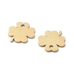 304ステンレススチールチャーム  クローバーチャーム  イオンプレーティング（ip）  14KGP本金メッキ  14x14x1mm  穴：1.8mm&nbsp;STAS-M111-11G