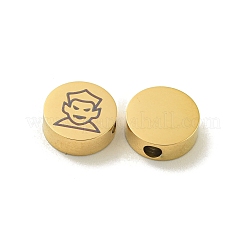 ハロウィン 304 ステンレス ビーズ  18KGP本金メッキ  フラットラウンド  吸血鬼  8x3mm  穴：2mm&nbsp;STAS-U017-01G-L
