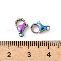 304ステンレススチール製ロブスタークロウ留め金  イオンプレーティング（ip）  虹色  10x6.5x3.5mm  穴：1.4mm&nbsp;STAS-T065-10mm-34RC