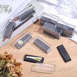 透明なプラスチック製のネクタイクリップ梱包箱  長方形  ブラック  8x2.9x2.5cm&nbsp;CON-WH0083-016