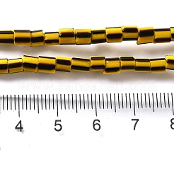 手作りのネパールランプワークビーズ  縞模様の列  ゴールド  3~6x2~7mm  穴：1.2~1.8mm  約115~125個/連  20.87~21.65インチ（53~55cm）&nbsp;LAMP-B023-04A-02