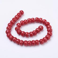 ガラス＆電気メッキガラスビーズ連売り  多面カット  ドラム  ミックスカラー  8x6mm  穴：1mm  約40個/連  9.4インチ&nbsp;EGLA-E047