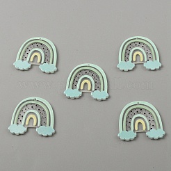 半透明樹脂ペンダント10個。  雲の虹の魅力  ターコイズ  34x38x2mm  穴：1.8mm&nbsp;RESI-WH0026-54
