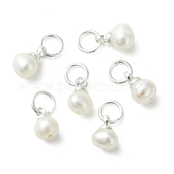 天然養殖淡水パールペンダント  304ステンレススチールループ付きポテトチャーム  乳白色  銀  7~8x4~5mm  丸カン：5x0.8ミリ  内径：3mm&nbsp;PALLOY-JF05298-01