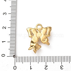 304ステンレススチール製ラインストーン付きアクリルパーツ  蝶のチャーム  ゴールドカラー  桃パフ  20.5x16.5x3.5mm  穴：2.5mm&nbsp;STAS-B139-01G-02