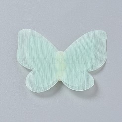 蝶のオーガンジーの装飾品  アクリルパール付き  ヘアアクセサリー製造用  アクアマリン  33~35x42~47x3mm&nbsp;LS-AJEW-WH0079-F05