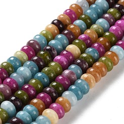 天然染め白翡翠ビーズ連売り  ロンデル  ミックスカラー  8~8.5x5mm  穴：1.2mm  約75個/連  14.96''（38センチメートル）&nbsp;G-B124-B01-01