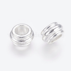 チベット風スペーサービーズ  カドミウムフリー＆鉛フリー  ロンデル  銀  12x7mm  穴：6.5mm&nbsp;LF10319Y-S