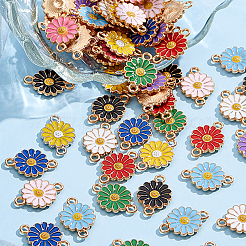 亜鉛合金エナメルひまわりコネクタチャーム20個  花のリンク  ライトゴールド  ミックスカラー  18x12x2mm  穴：1.8mm&nbsp;ENAM-FP0002-58