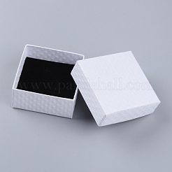 厚紙のジュエリーセットボックス  内部のスポンジ  正方形  ホワイト  7.3x7.3x3.5cm&nbsp;CBOX-Q035-27A