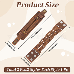 2個 2スタイル レザーラップスナップブレスレット  ミックスカラー  220~240mm（8-5/8インチ〜9-1/2インチ）&nbsp;BJEW-CL0001-42