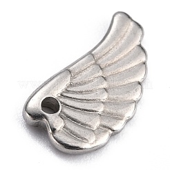 変色しない304ステンレススチールペンダント  ウイング  ステンレス鋼色  13x6.5x1.8mm  穴：1.2mm&nbsp;STAS-H140-20P