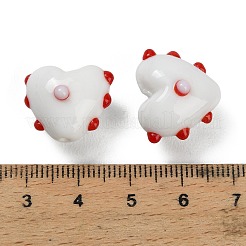 手作りランプワークビーズ  凹凸のある心  ホワイト  16~16.5x17.5~18x14.5~15mm  穴：1.4~1.5mm&nbsp;LAMP-D008-02C-02