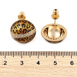 真鍮マイクロパヴェキュービックジルコニアヒョウスタッドピアス  エナメル  22KGP本金メッキ  フラットラウンド  15.5mm&nbsp;EJEW-U055-13B-G
