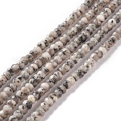 天然染めセサミジャスパー/キウイジャスパーロンデルビーズ連売り  多面カット  ミックスカラー  6x4mm  穴：1mm  約87個/連  14.76~15.16インチ（37.5~38.5cm）&nbsp;G-E316-A