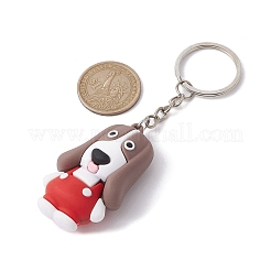 漫画の犬のPVCプラスチックキーホルダー  鉄のスプリットキーリング付き  ミックスカラー  10.7~11.15cm&nbsp;KEYC-JKC00678