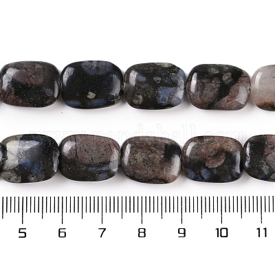 天然藍閃石ビーズ連売り  長方形  16x11.5x5mm  穴：1mm  約26個/連  15.94インチ（40.5cm）&nbsp;G-C141-C01-02-1