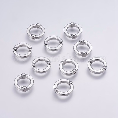 Ccbプラスチックビーズフレーム  リング  プラチナ  17.5x18x5.5mm  穴：2mm&nbsp;CCB-G006-094P-1