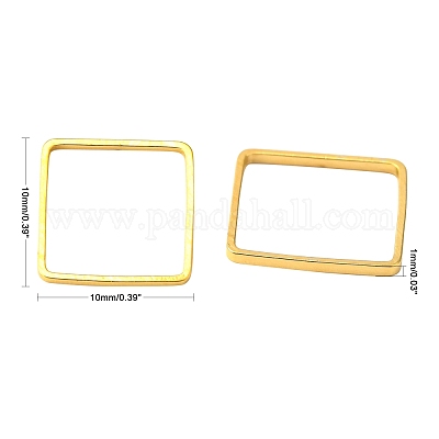 スクエア真鍮製フレームコネクター  ゴールドカラー  10x10x1mm&nbsp;EC03010mm-G-1