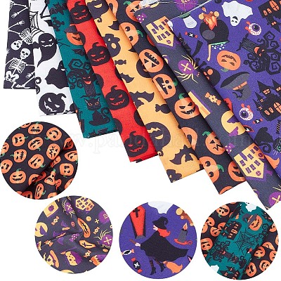 ハロウィン柄のポリコットン生地  パッチワーク用  パッチワークにティッシュを縫う  レッド  49.5~50x39.5~40x0.02cm  8シート/セット&nbsp;DIY-WH0032-07B-1