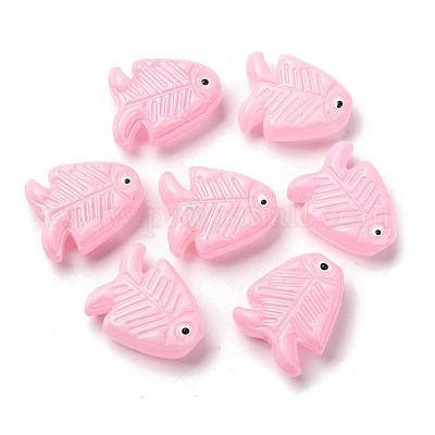 透明なガラスエナメルビーズ  魚  パールピンク  21.5x18x7mm  穴：1.5mm&nbsp;LAMP-U004-06-02-1
