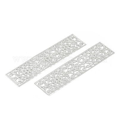 アイアン製ペンダント  中空  長方形  プラチナ  86x20.5x0.6mm  穴：1.5mm&nbsp;IFIN-R001-16P-1